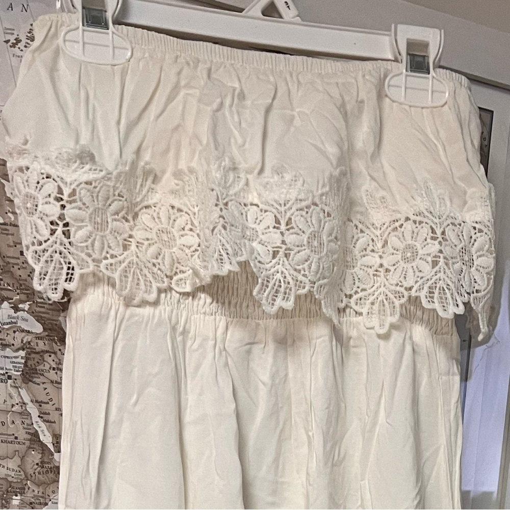 White Lace-Trim Maxi Dress